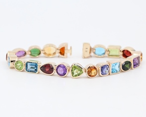 Coloured gem bracelet 9ct