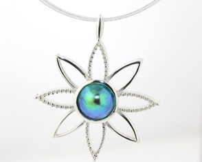 Blue pearl flower pendant