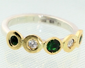 Chrome green and diamond ring