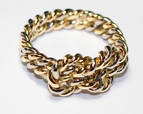 Yellow and white gold knotted wire ring