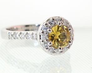 Yellow sapphire halo ring