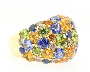 Dome Ring Blue, Green And Orange 
