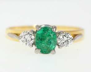 Emerald and diamond ring