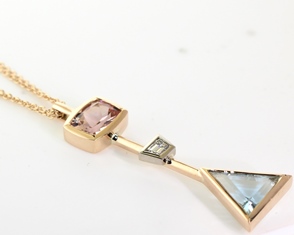 Morganite Aqua And Diamond pendant 