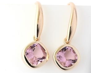 Pink tourmaline hook earrings