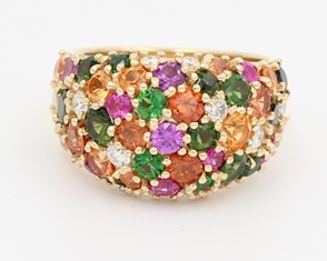 Dome Ring Pink Green Orange 