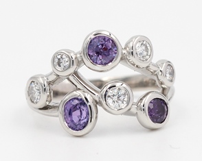 Purple sapphire and diamond ring