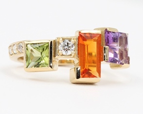 Gemstone and diamond ring