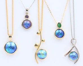 Paua pearl pendants