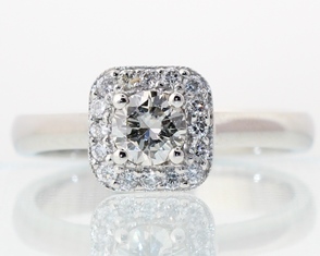 White diamond cushion ring