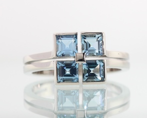 Square aquamarine ring