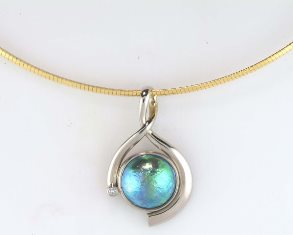 Blue paua pearl pendant