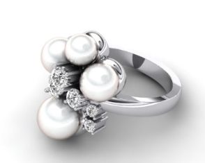 Diamond and pearl ring