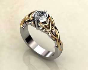 Celtic shoulder diamond ring