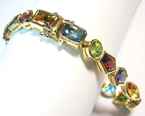 Coloured gem bracelet