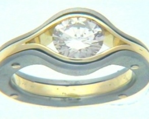 Titanium and gold diamond ring